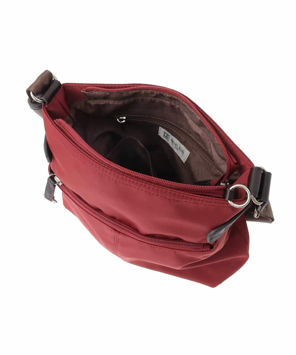 BKRAD90150 MK MICHEL KLEIN BAG(MK ミッシェルクラン バッグ) [撥水/500g以下の軽量]アクセントレザースクエアショルダーバッグ グレージュ×パープル