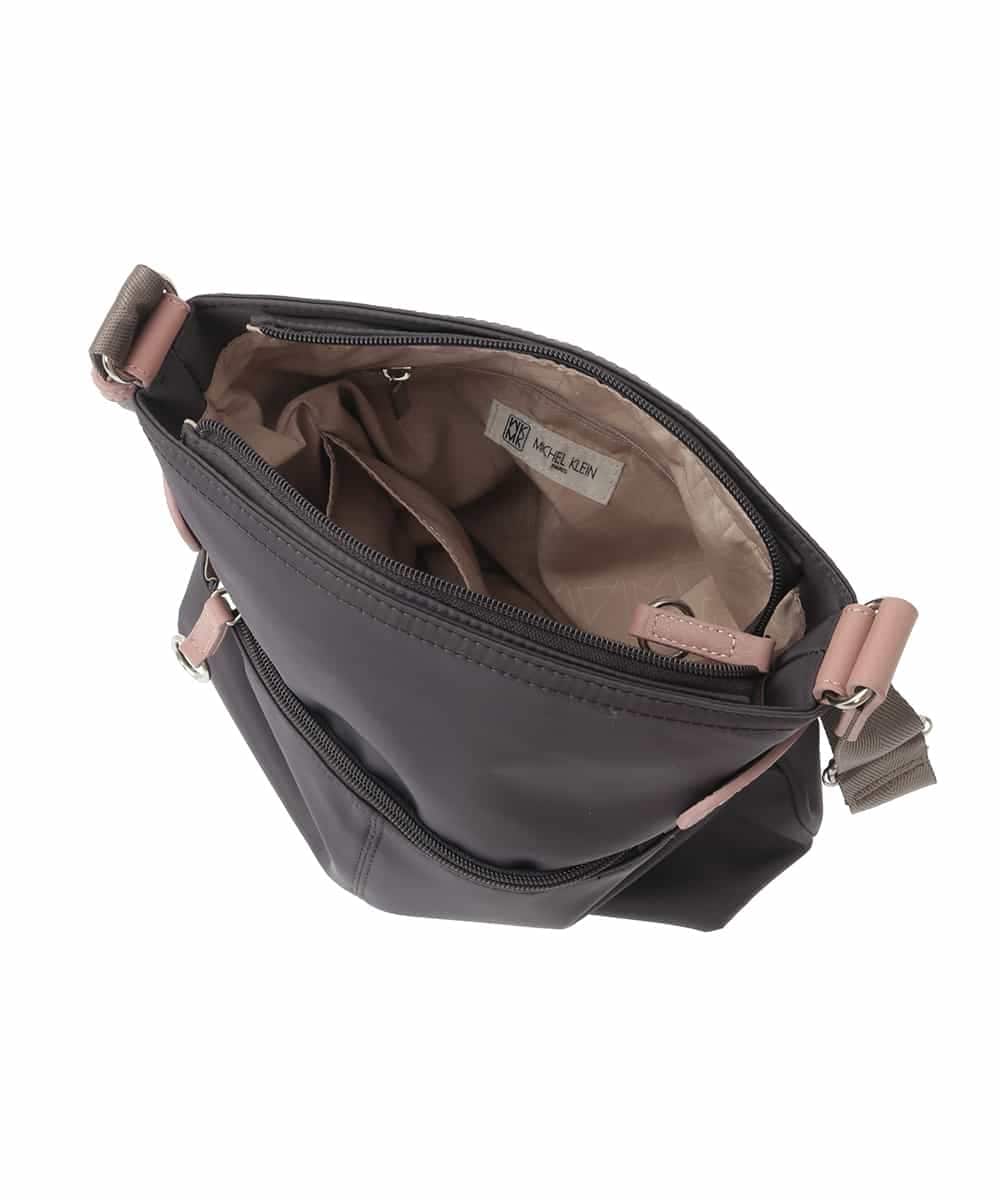 BKRAD90150 MK MICHEL KLEIN BAG(MK ミッシェルクラン バッグ) [撥水/500g以下の軽量]アクセントレザースクエアショルダーバッグ グレージュ×パープル