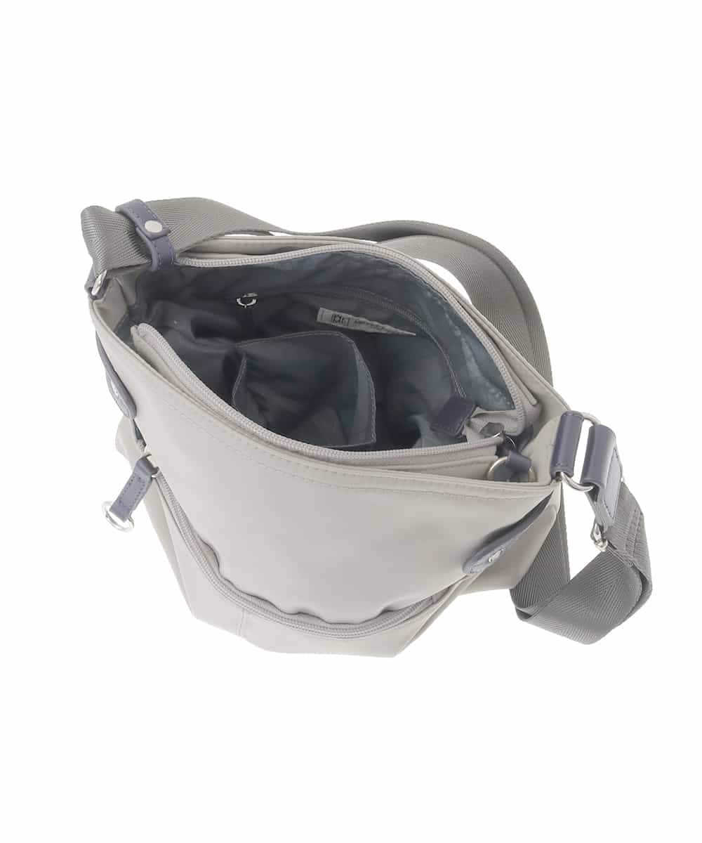 BKRAD90150 MK MICHEL KLEIN BAG(MK ミッシェルクラン バッグ) [撥水/500g以下の軽量]アクセントレザースクエアショルダーバッグ グレー×パープル