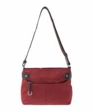 BKRAD91135 MK MICHEL KLEIN BAG(MK ミッシェルクラン バッグ) [撥水/500g以下の軽量]アクセントレザーコンパクトショルダーバッグ レッド×ブラウン