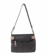 BKRAD91135 MK MICHEL KLEIN BAG(MK ミッシェルクラン バッグ) [撥水/500g以下の軽量]アクセントレザーコンパクトショルダーバッグ ブラウン×ピンク