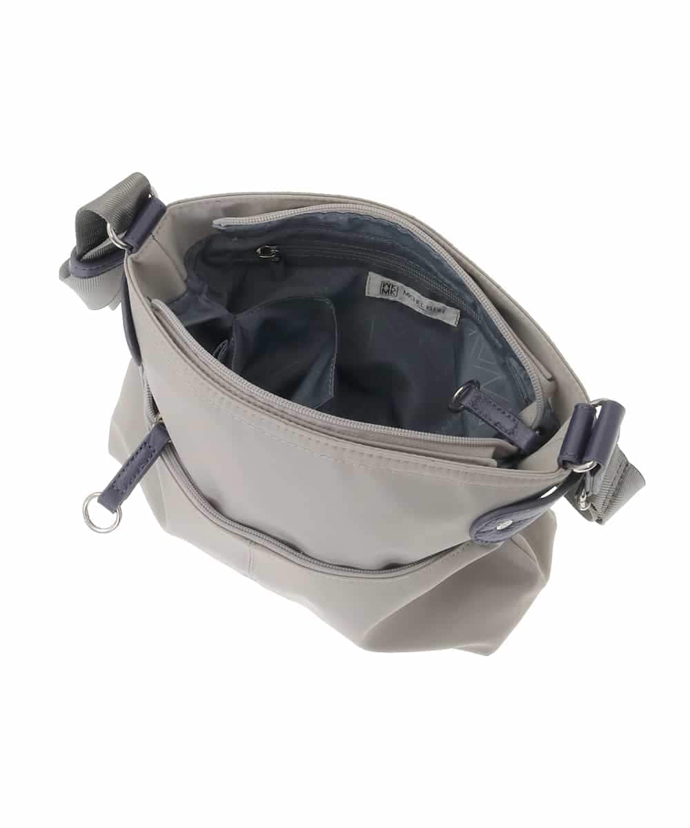 BKRAD91135 MK MICHEL KLEIN BAG(MK ミッシェルクラン バッグ) [撥水/500g以下の軽量]アクセントレザーコンパクトショルダーバッグ グレー×パープル