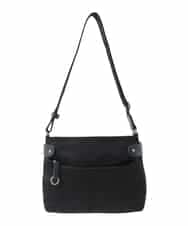 BKRAD91135 MK MICHEL KLEIN BAG(MK ミッシェルクラン バッグ) [撥水/500g以下の軽量]アクセントレザーコンパクトショルダーバッグ ブラック×ネイビー