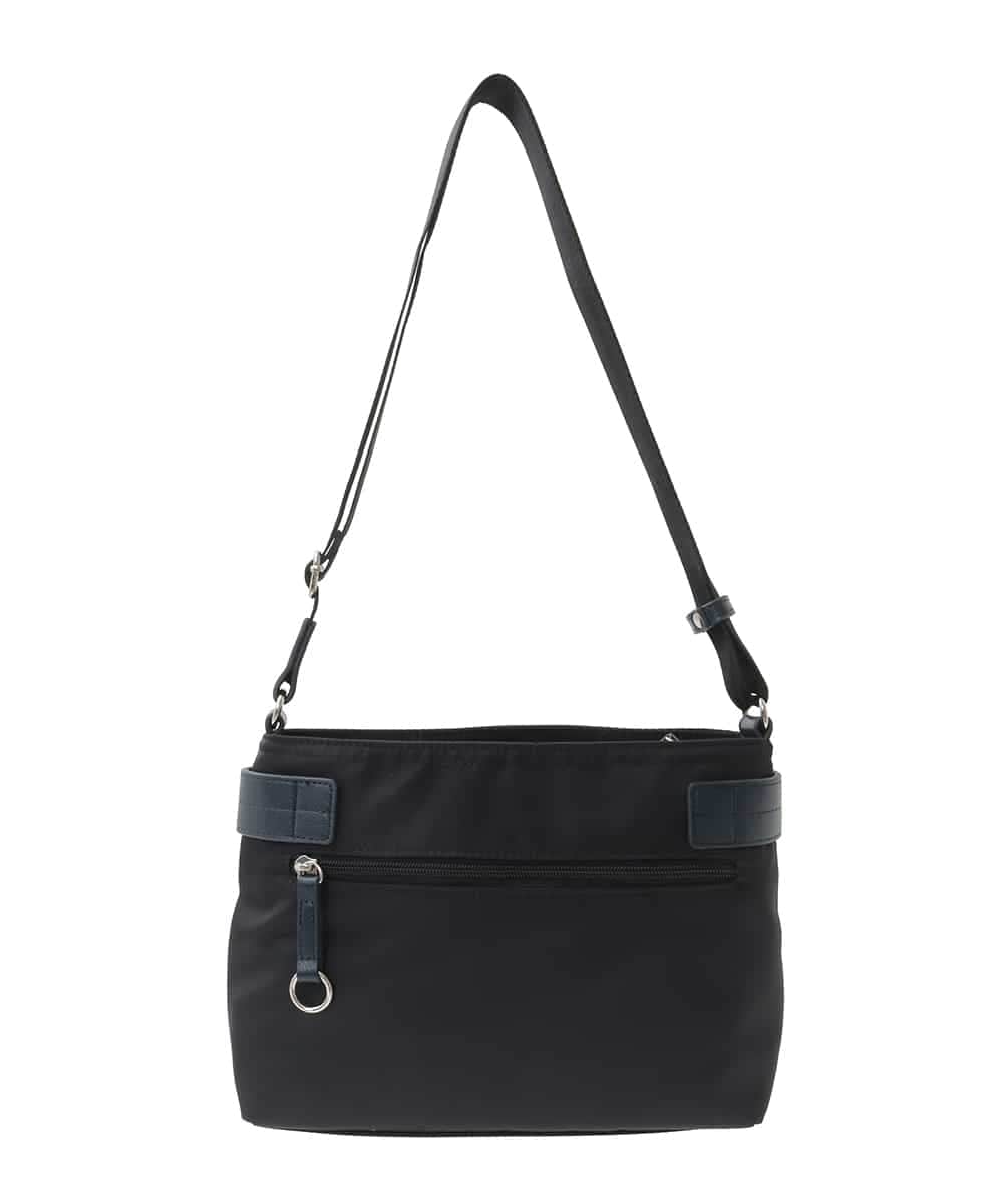 BKRAD91135 MK MICHEL KLEIN BAG(MK ミッシェルクラン バッグ) [撥水/500g以下の軽量]アクセントレザーコンパクトショルダーバッグ ブラック×ネイビー