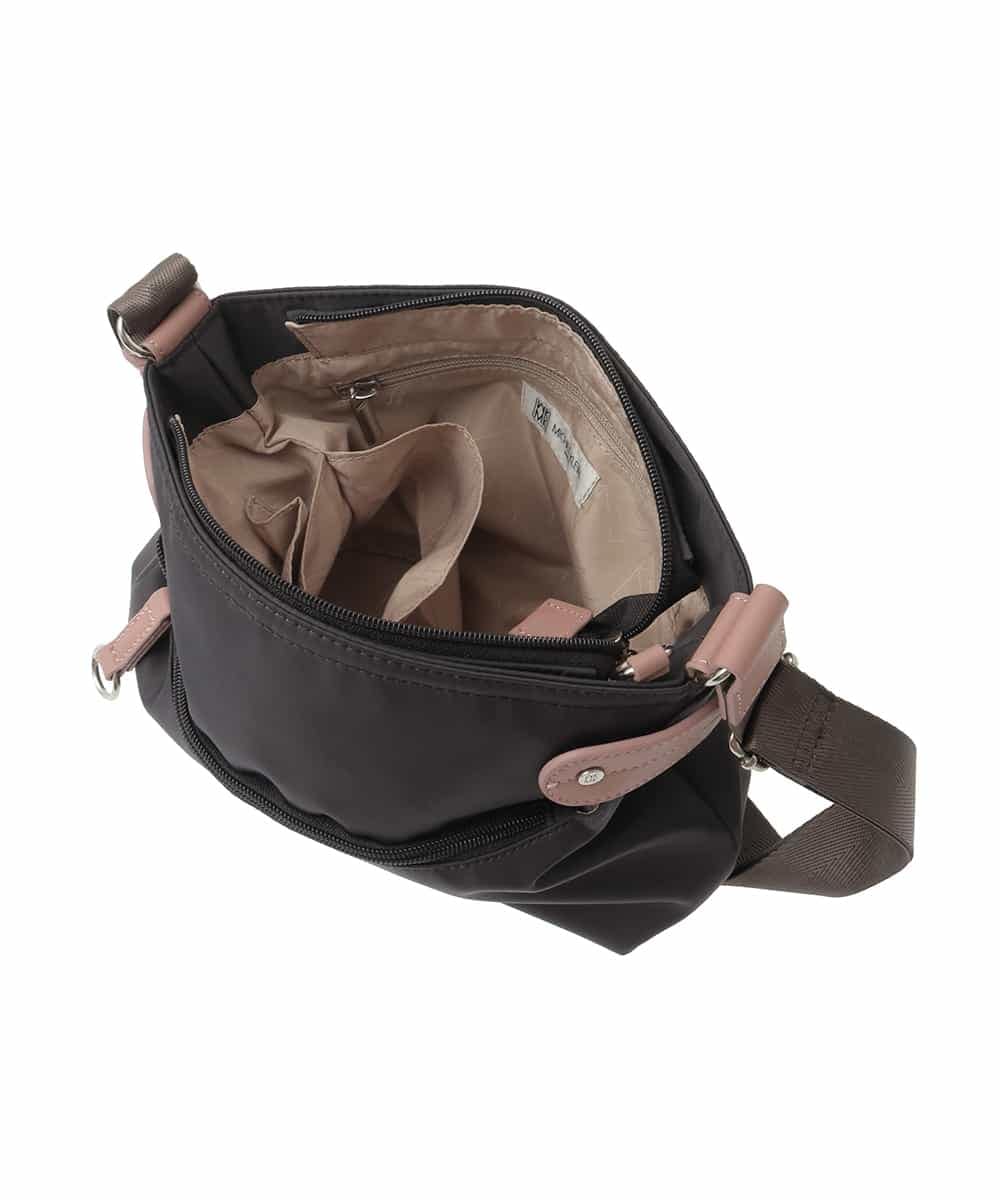 BKRAD91135 MK MICHEL KLEIN BAG(MK ミッシェルクラン バッグ) [撥水/500g以下の軽量]アクセントレザーコンパクトショルダーバッグ ブラック×ネイビー
