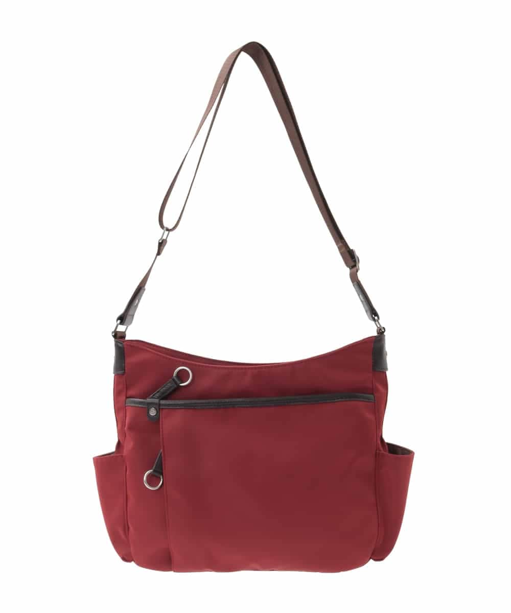 BKRAD94160 MK MICHEL KLEIN BAG(MK ミッシェルクラン バッグ) [撥水/500g以下の軽量]アクセントレザーショルダーバッグ レッド×ブラウン