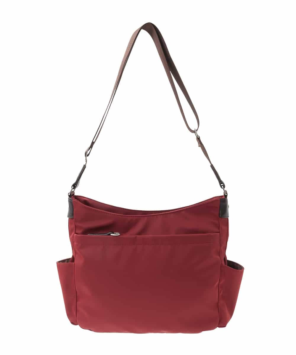 BKRAD94160 MK MICHEL KLEIN BAG(MK ミッシェルクラン バッグ) [撥水/500g以下の軽量]アクセントレザーショルダーバッグ レッド×ブラウン