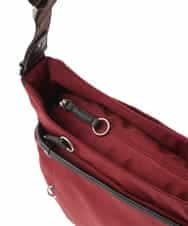 BKRAD94160 MK MICHEL KLEIN BAG(MK ミッシェルクラン バッグ) [撥水/500g以下の軽量]アクセントレザーショルダーバッグ レッド×ブラウン