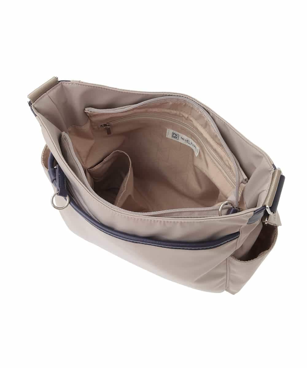BKRAD94160 MK MICHEL KLEIN BAG(MK ミッシェルクラン バッグ) [撥水/500g以下の軽量]アクセントレザーショルダーバッグ レッド×ブラウン