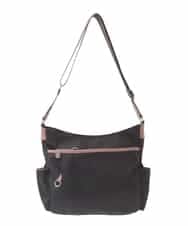 BKRAD94160 MK MICHEL KLEIN BAG(MK ミッシェルクラン バッグ) [撥水/500g以下の軽量]アクセントレザーショルダーバッグ ブラウン×ピンク