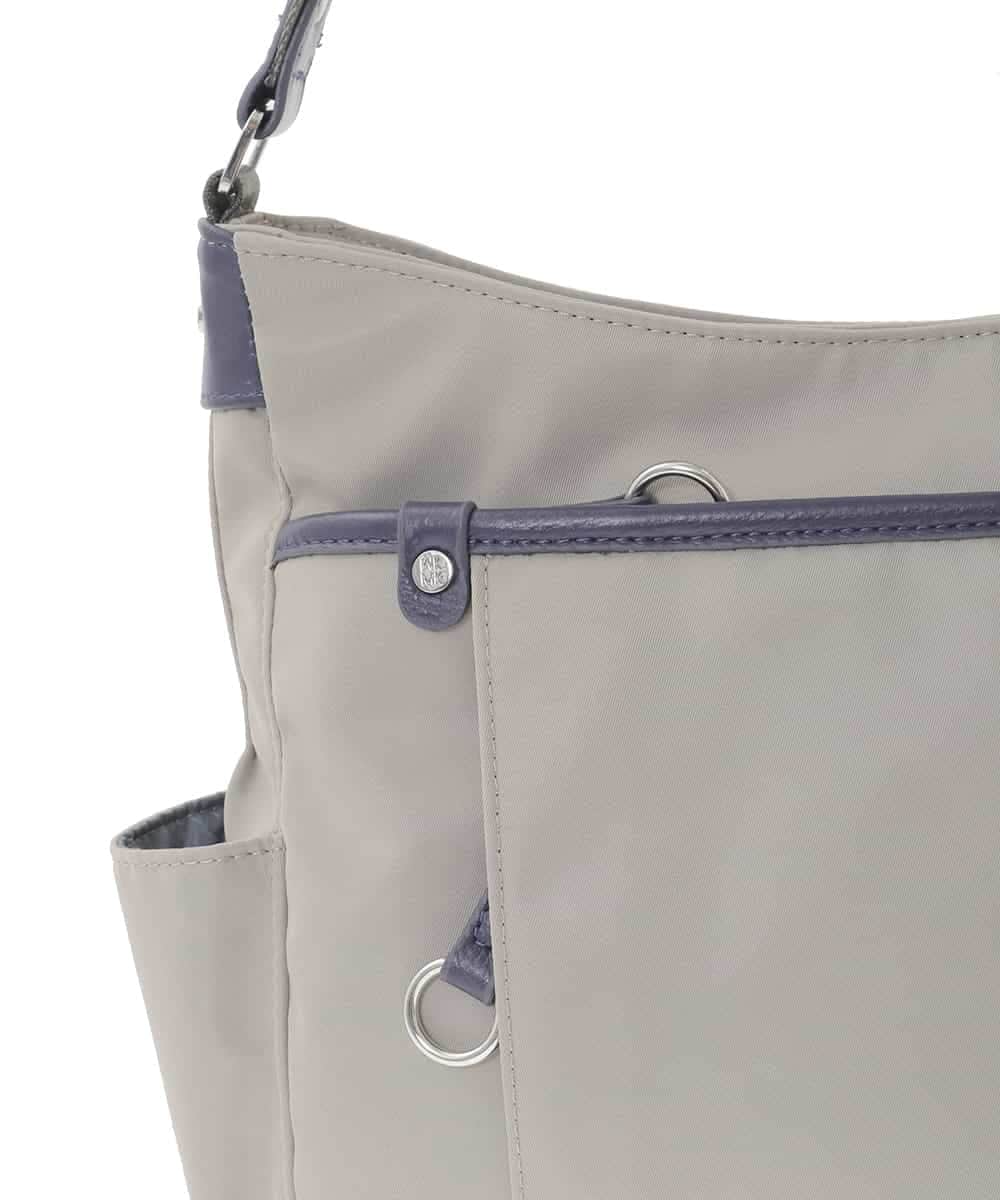 BKRAD94160 MK MICHEL KLEIN BAG(MK ミッシェルクラン バッグ) [撥水/500g以下の軽量]アクセントレザーショルダーバッグ グレー×パープル