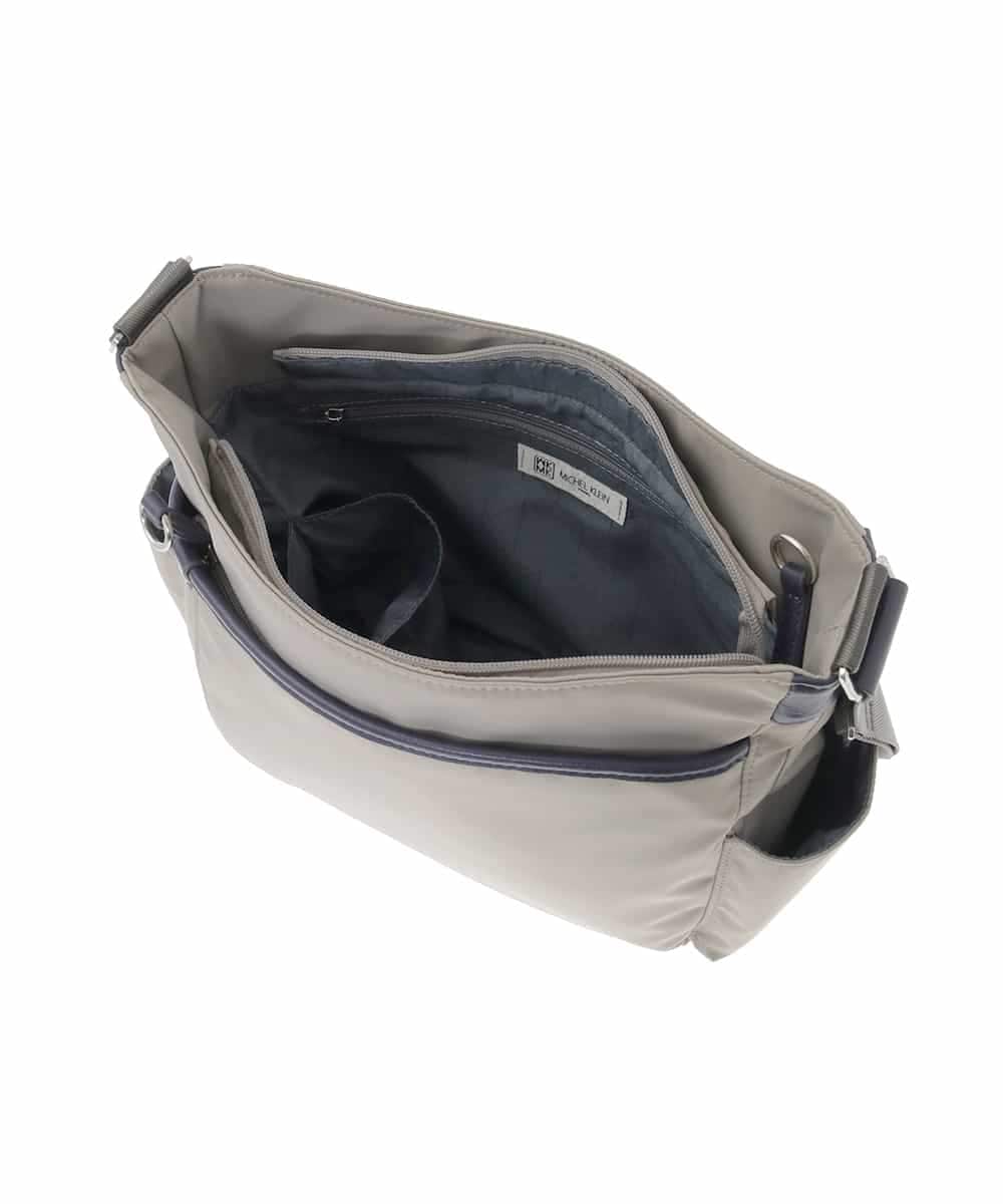 BKRAD94160 MK MICHEL KLEIN BAG(MK ミッシェルクラン バッグ) [撥水/500g以下の軽量]アクセントレザーショルダーバッグ グレー×パープル