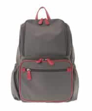 BKRAD96170 MK MICHEL KLEIN BAG(MK ミッシェルクラン バッグ) [撥水/A4収納可]スクエアデザインバックパック グレージュ×レッド