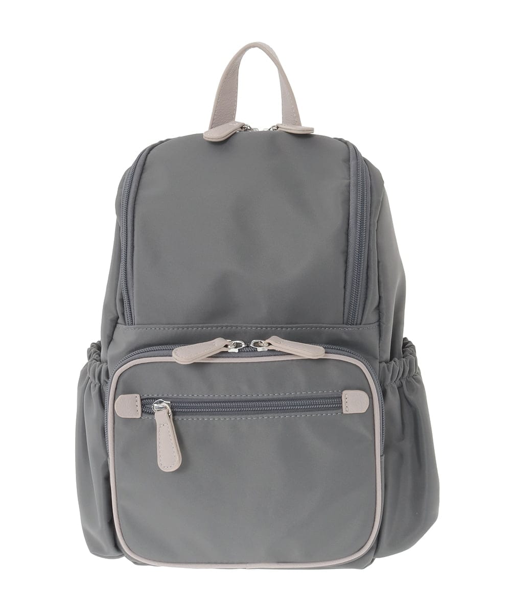 BKRAD97160 MK MICHEL KLEIN BAG(MK ミッシェルクラン バッグ) [撥水加工/軽量]スクエアデザインコンパクトリュック ブラウン×レッド