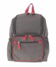 BKRAD97160 MK MICHEL KLEIN BAG(MK ミッシェルクラン バッグ) [撥水加工/軽量]スクエアデザインコンパクトリュック ブラウン×レッド