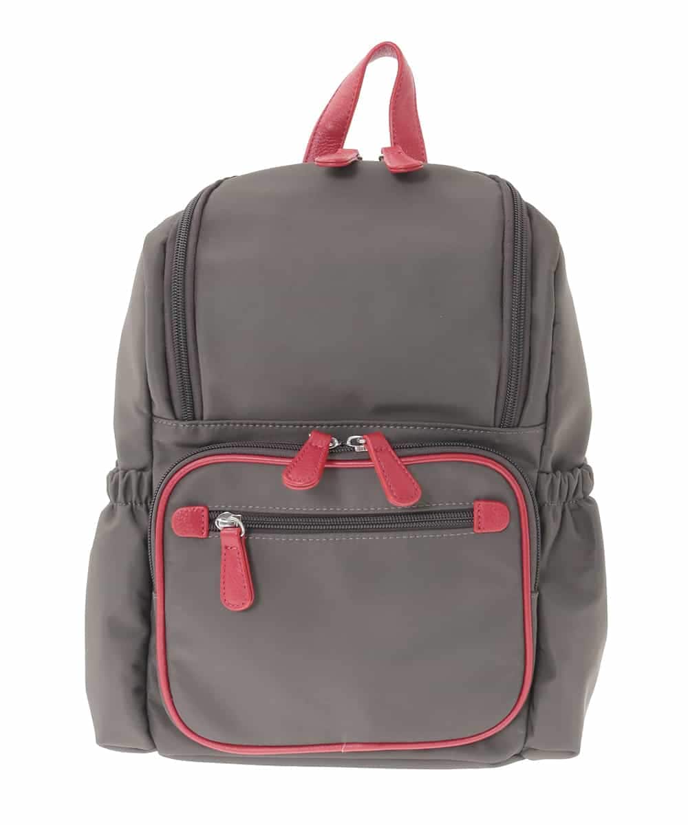 BKRAD97160 MK MICHEL KLEIN BAG(MK ミッシェルクラン バッグ) [撥水加工/軽量]スクエアデザインコンパクトリュック ブラウン×レッド