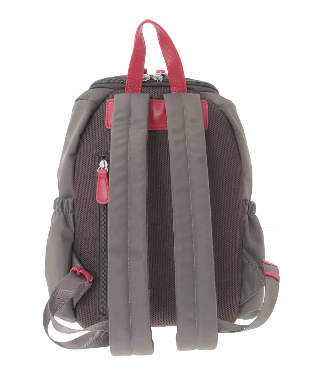 BKRAD97160 MK MICHEL KLEIN BAG(MK ミッシェルクラン バッグ) [撥水加工/軽量]スクエアデザインコンパクトリュック ブラウン×レッド