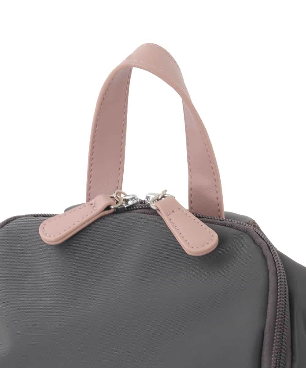 BKRAD97160 MK MICHEL KLEIN BAG(MK ミッシェルクラン バッグ) [撥水加工/軽量]スクエアデザインコンパクトリュック ブラウン×レッド