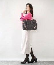 BKRAD98220 MK MICHEL KLEIN BAG(MK ミッシェルクラン バッグ) [撥水/2WAY]パイピングタックデザイントートバッグ ブラウン×ピンク