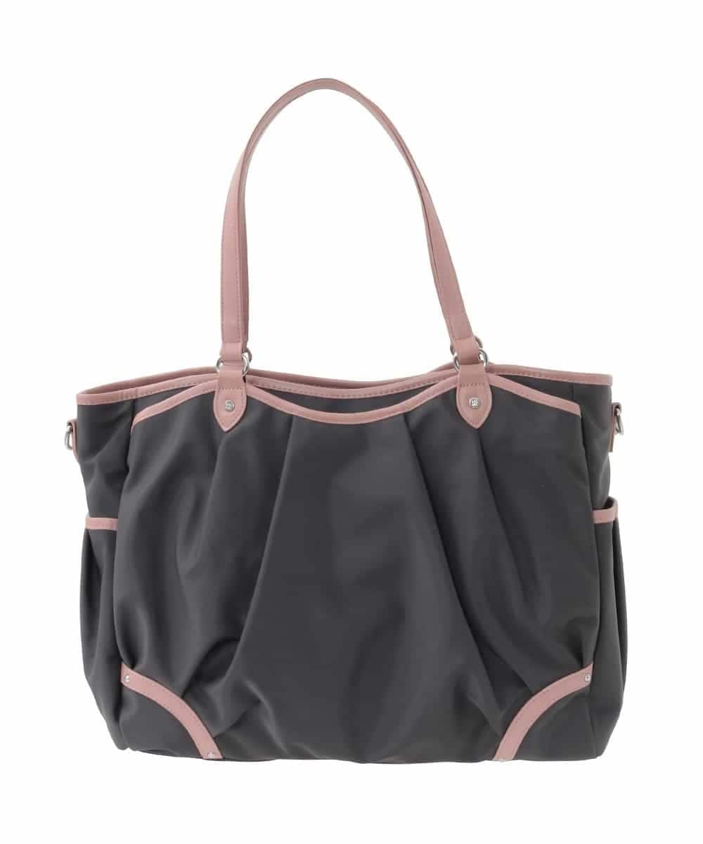 BKRAD98220 MK MICHEL KLEIN BAG(MK ミッシェルクラン バッグ) [撥水/2WAY]パイピングタックデザイントートバッグ ブラウン×ピンク