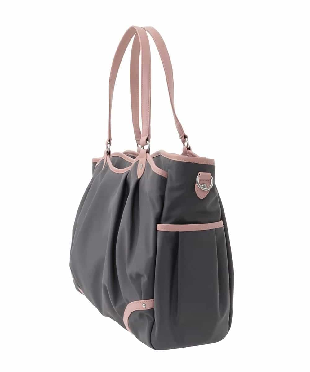 BKRAD98220 MK MICHEL KLEIN BAG(MK ミッシェルクラン バッグ) [撥水/2WAY]パイピングタックデザイントートバッグ ブラウン×ピンク