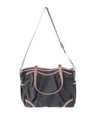 BKRAD98220 MK MICHEL KLEIN BAG(MK ミッシェルクラン バッグ) [撥水/2WAY]パイピングタックデザイントートバッグ ブラウン×ピンク