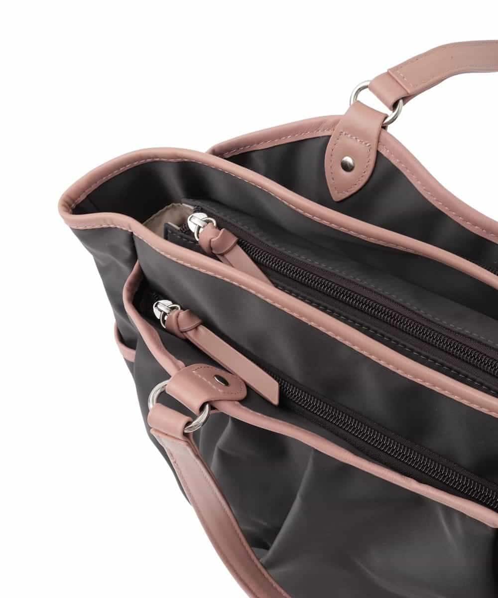 BKRAD98220 MK MICHEL KLEIN BAG(MK ミッシェルクラン バッグ) [撥水/2WAY]パイピングタックデザイントートバッグ ブラウン×ピンク