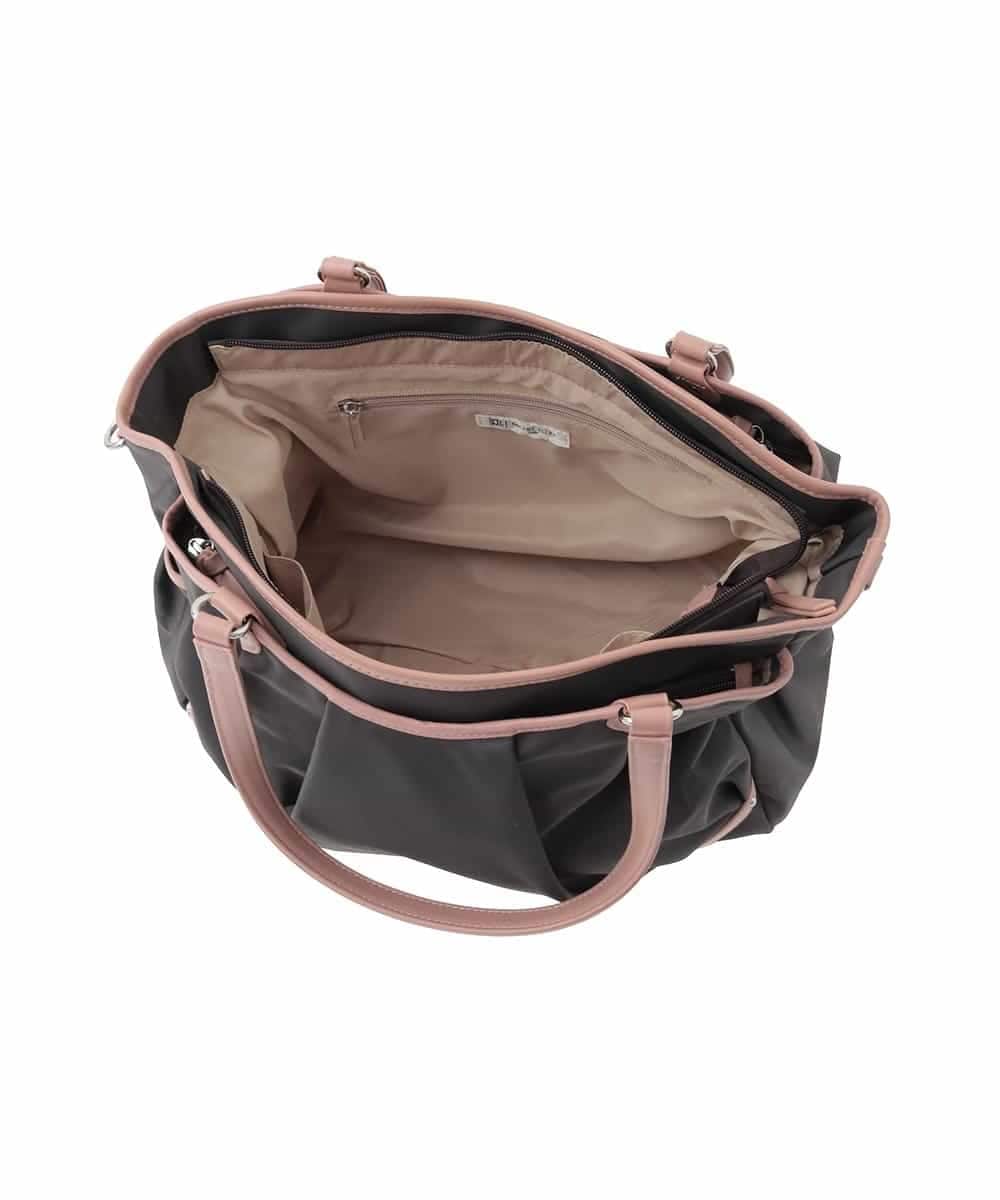 BKRAD98220 MK MICHEL KLEIN BAG(MK ミッシェルクラン バッグ) [撥水/2WAY]パイピングタックデザイントートバッグ ブラウン×ピンク