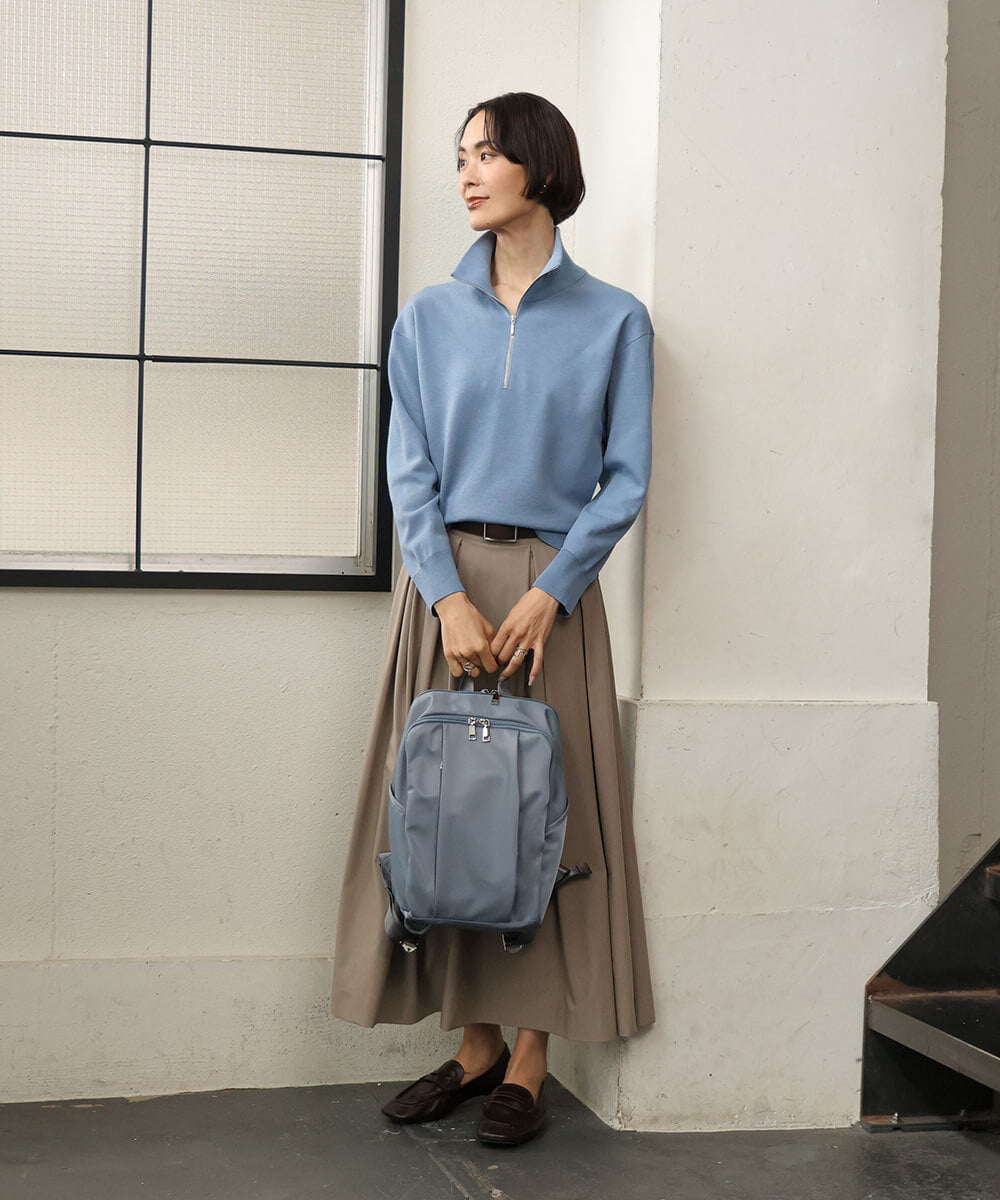 BKRAG02160 MK MICHEL KLEIN BAG(MK ミッシェルクラン バッグ) [15L/撥水/A4収納可]フロントタックデザインコンパクトリュック ライトブルー