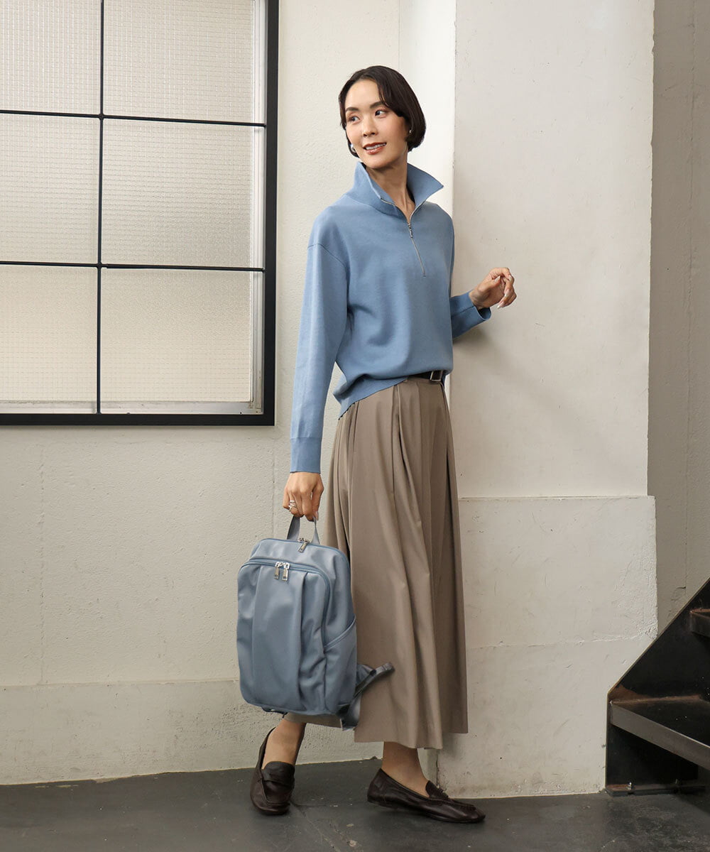 BKRAG02160 MK MICHEL KLEIN BAG(MK ミッシェルクラン バッグ) [15L/撥水/A4収納可]フロントタックデザインコンパクトリュック ライトブルー