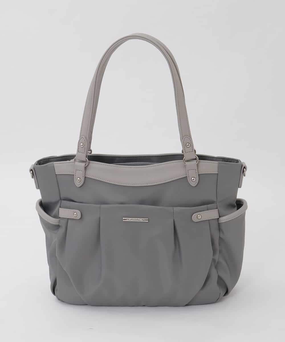 BKRAG31180 MK MICHEL KLEIN BAG(MK ミッシェルクラン バッグ) [2WAY/撥水/A4収納可]サイドポケットパイピングバッグ ブルーグレー×ライトグレー