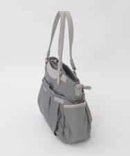 BKRAG31180 MK MICHEL KLEIN BAG(MK ミッシェルクラン バッグ) [2WAY/撥水/A4収納可]サイドポケットパイピングバッグ ブルーグレー×ライトグレー