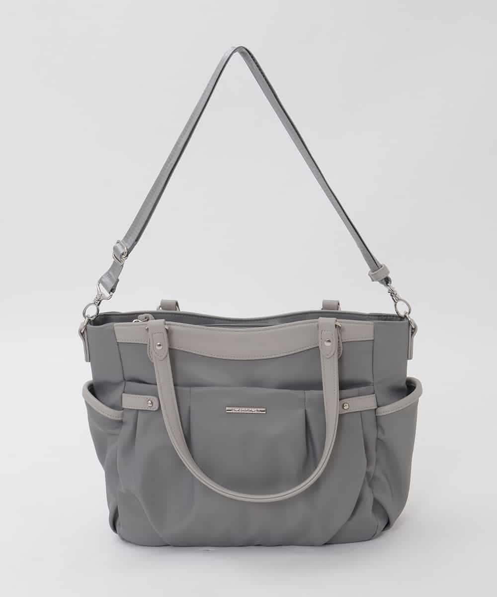 BKRAG31180 MK MICHEL KLEIN BAG(MK ミッシェルクラン バッグ) [2WAY/撥水/A4収納可]サイドポケットパイピングバッグ ブルーグレー×ライトグレー