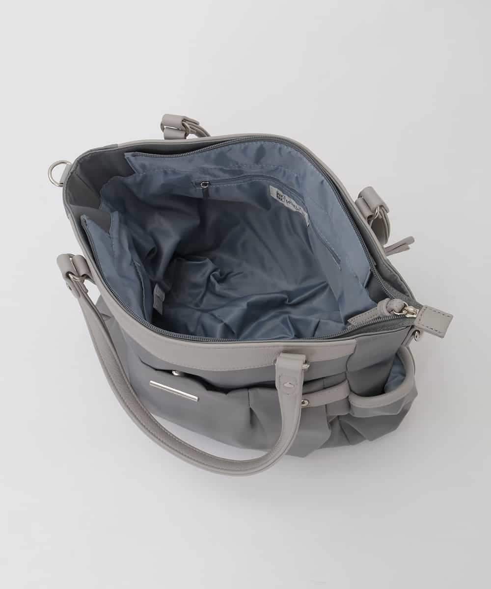 BKRAG31180 MK MICHEL KLEIN BAG(MK ミッシェルクラン バッグ) [2WAY/撥水/A4収納可]サイドポケットパイピングバッグ ブルーグレー×ライトグレー