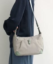 BKRAG81150 MK MICHEL KLEIN BAG(MK ミッシェルクラン バッグ) [撥水/軽量]レザーポイントナイロンショルダーバッグ ベージュ×グリーン