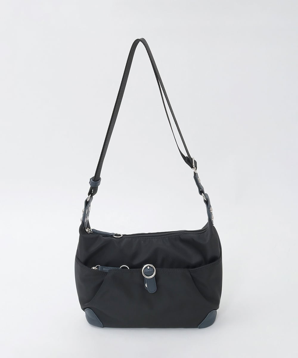BKRAG81150 MK MICHEL KLEIN BAG(MK ミッシェルクラン バッグ) [撥水/軽量]レザーポイントナイロンショルダーバッグ ブラック×ネイビー