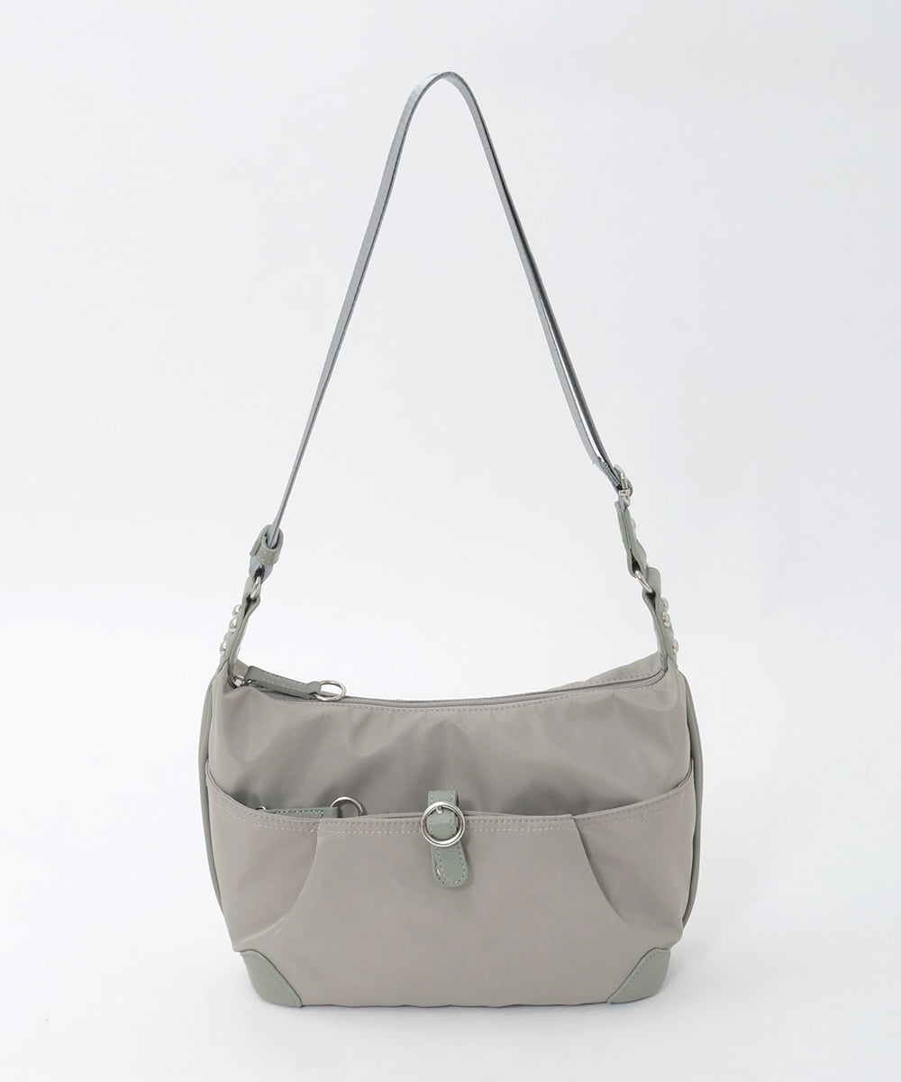 BKRAG81150 MK MICHEL KLEIN BAG(MK ミッシェルクラン バッグ) [撥水/軽量]レザーポイントナイロンショルダーバッグ ブラック×ネイビー