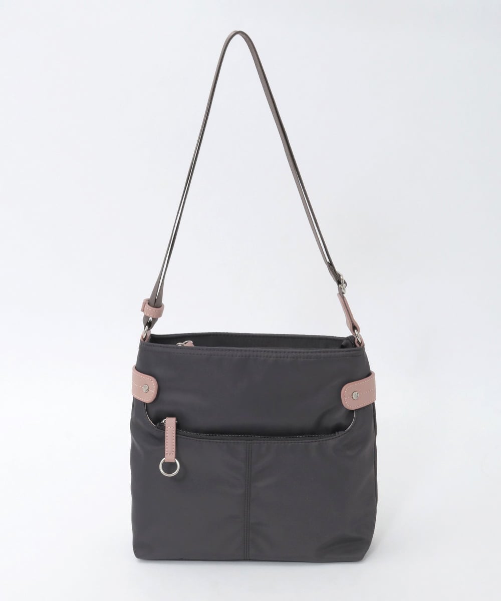 BKRAG90150 MK MICHEL KLEIN BAG(MK ミッシェルクラン バッグ) [撥水/軽量]アクセントレザースクエアショルダーバッグ ブラウン×ピンク
