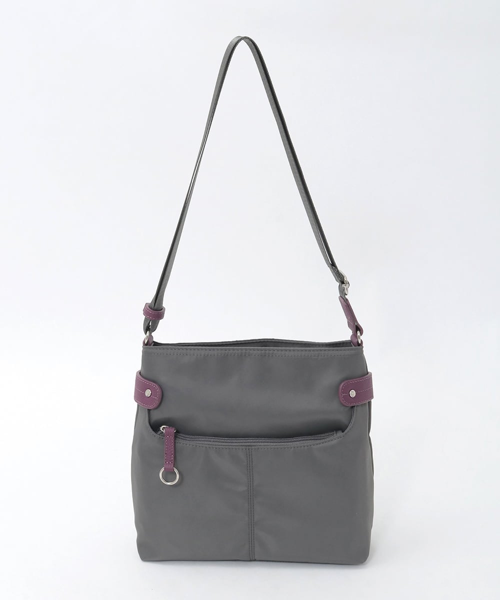BKRAG90150 MK MICHEL KLEIN BAG(MK ミッシェルクラン バッグ) [撥水/軽量]アクセントレザースクエアショルダーバッグ グレー×パープル