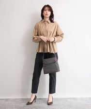 BKRAG90150 MK MICHEL KLEIN BAG(MK ミッシェルクラン バッグ) [撥水/軽量]アクセントレザースクエアショルダーバッグ グレー×パープル