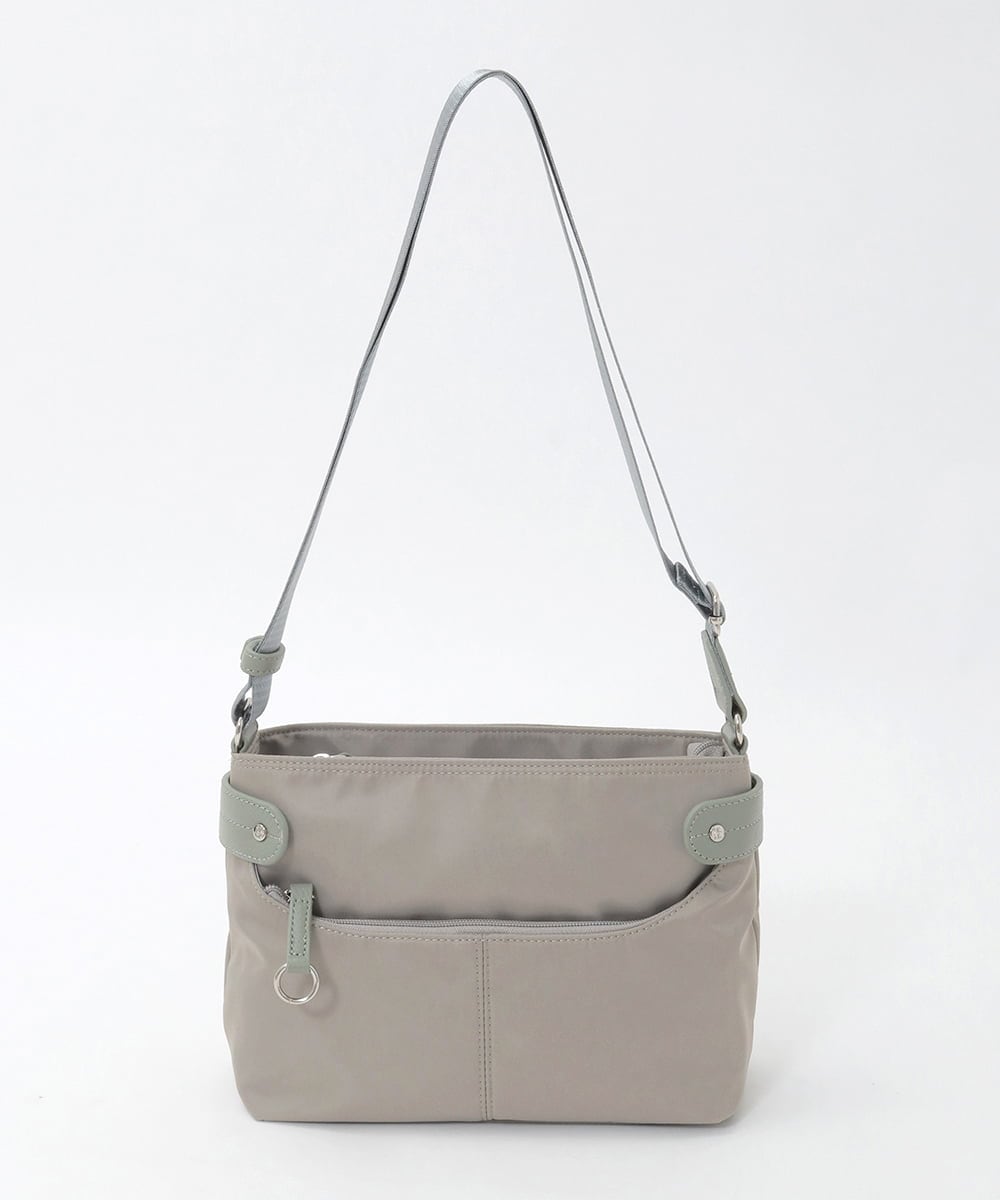BKRAG91140 MK MICHEL KLEIN BAG(MK ミッシェルクラン バッグ) [撥水/軽量]アクセントレザーコンパクトショルダーバッグ ベージュ×グリーン