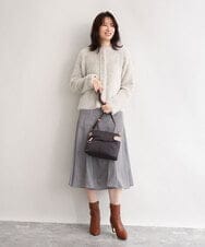 BKRAG91140 MK MICHEL KLEIN BAG(MK ミッシェルクラン バッグ) [撥水/軽量]アクセントレザーコンパクトショルダーバッグ ベージュ×グリーン