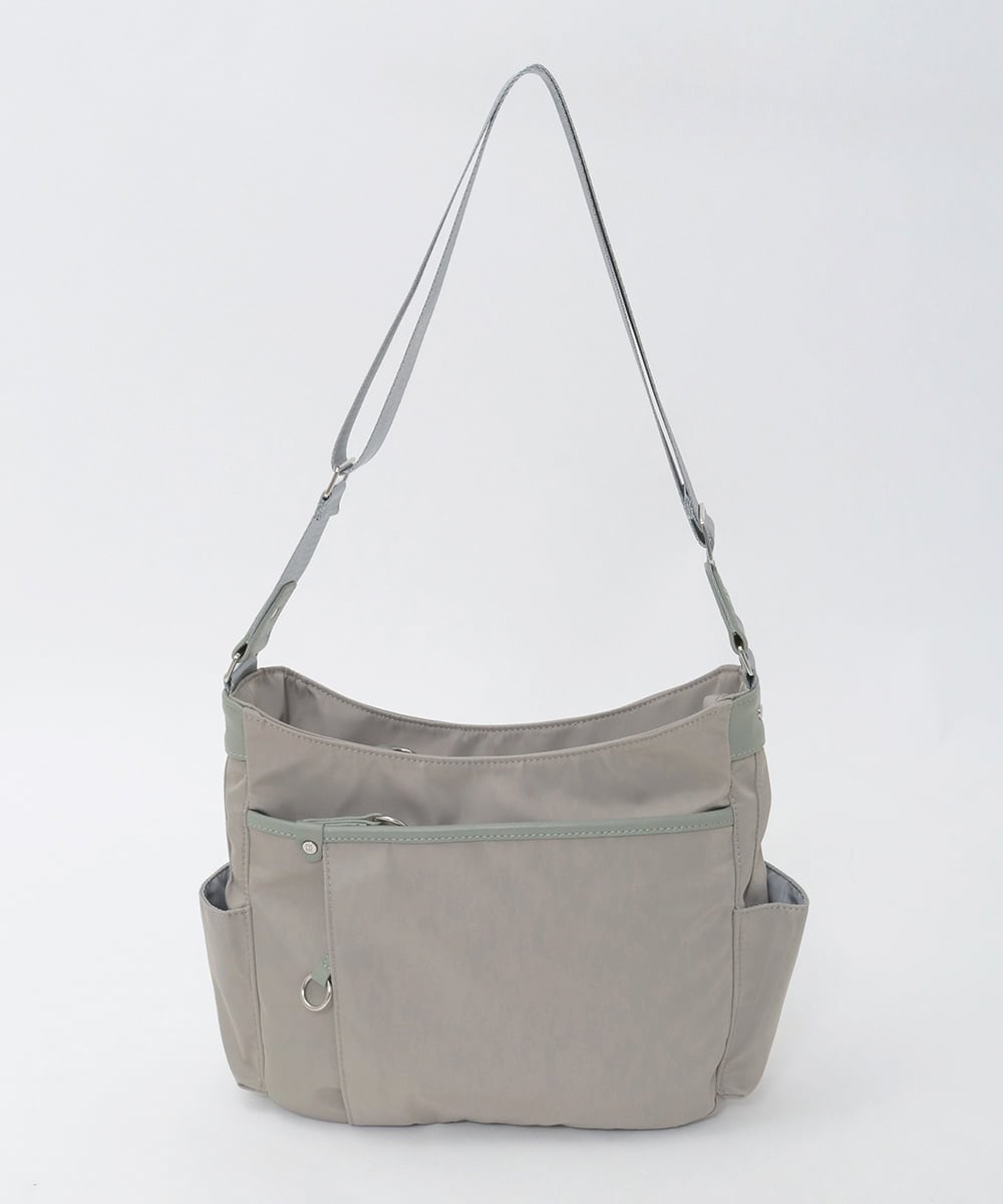 BKRAG94160 MK MICHEL KLEIN BAG(MK ミッシェルクラン バッグ) [撥水/軽量]アクセントレザーショルダーバッグ ベージュ×グリーン
