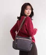 BKRAG94160 MK MICHEL KLEIN BAG(MK ミッシェルクラン バッグ) [撥水/軽量]アクセントレザーショルダーバッグ ブラウン×ピンク