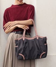 2WAY/撥水/A4収納可]レザージョイントタックデザイントートバッグ