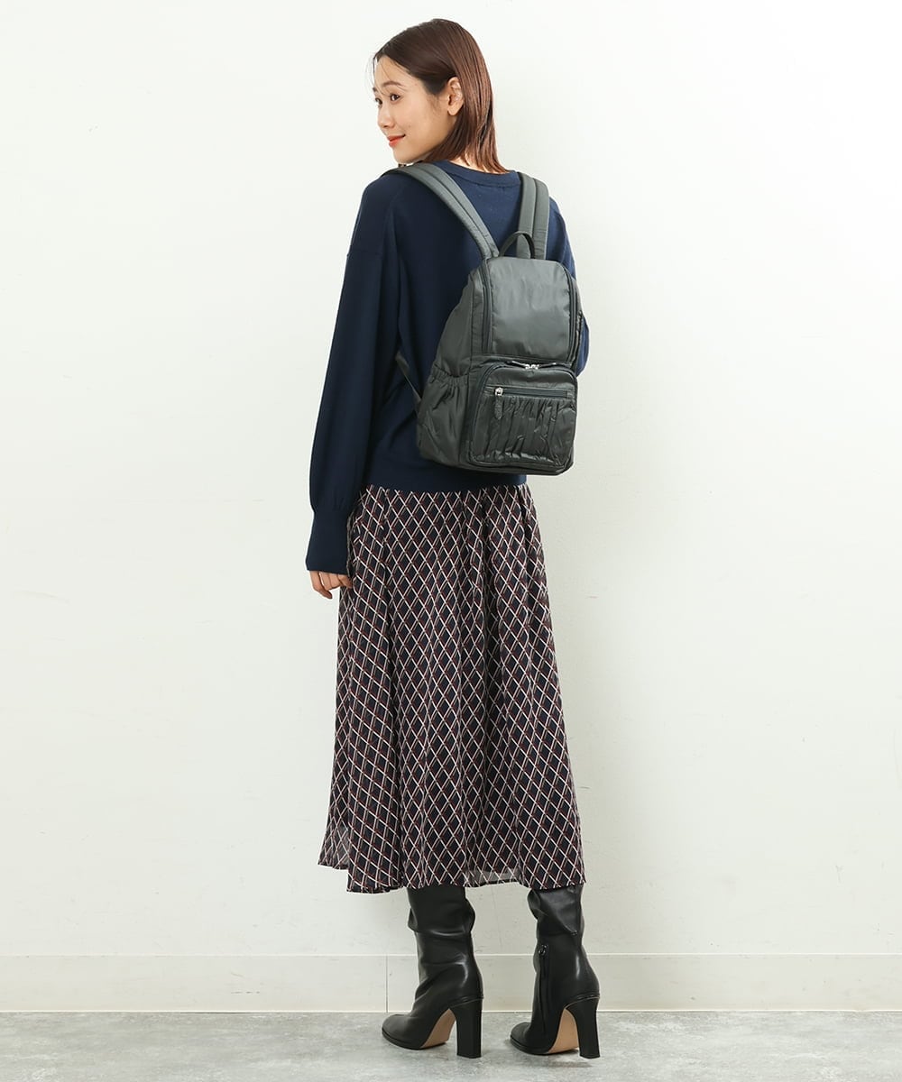 BKRAS42125 MK MICHEL KLEIN BAG(MK ミッシェルクラン バッグ) ギャザーアクセントバックパック S グレー