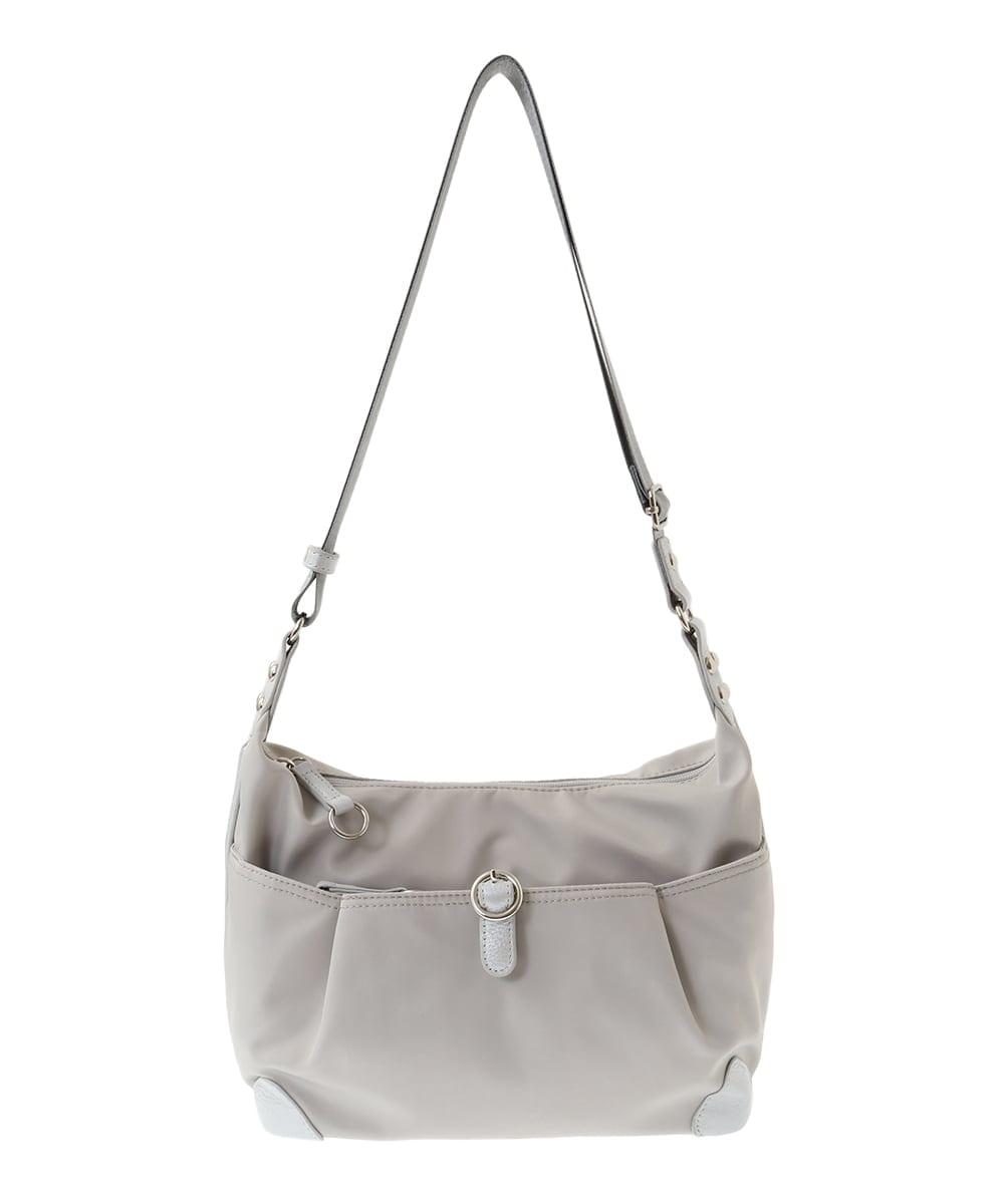 BKRGA81140 MK MICHEL KLEIN BAG(MK ミッシェルクラン バッグ) [撥水/500g以下の軽量]レザーポイントナイロンショルダーバッグ ブラウン×ピンク