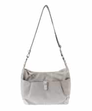 BKRGA81140 MK MICHEL KLEIN BAG(MK ミッシェルクラン バッグ) [撥水/500g以下の軽量]レザーポイントナイロンショルダーバッグ グレー×シルバー