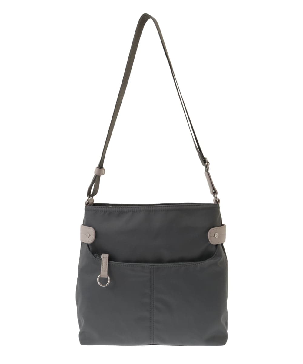 BKRGA90150 MK MICHEL KLEIN BAG(MK ミッシェルクラン バッグ) [撥水/500g以下の軽量]アクセントレザースクエアショルダーバッグ ブラウン×ピンク