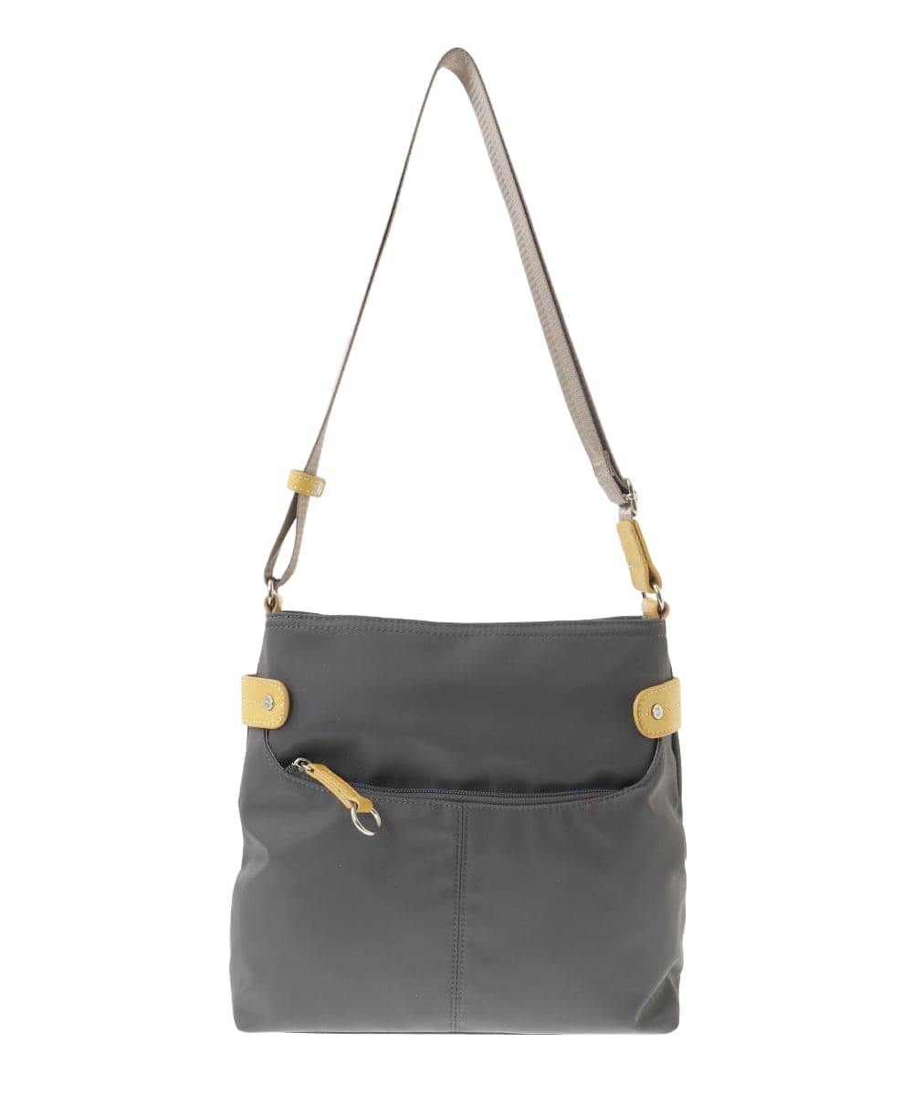 BKRGA90150 MK MICHEL KLEIN BAG(MK ミッシェルクラン バッグ) [撥水/500g以下の軽量]アクセントレザースクエアショルダーバッグ ブラウン×ピンク